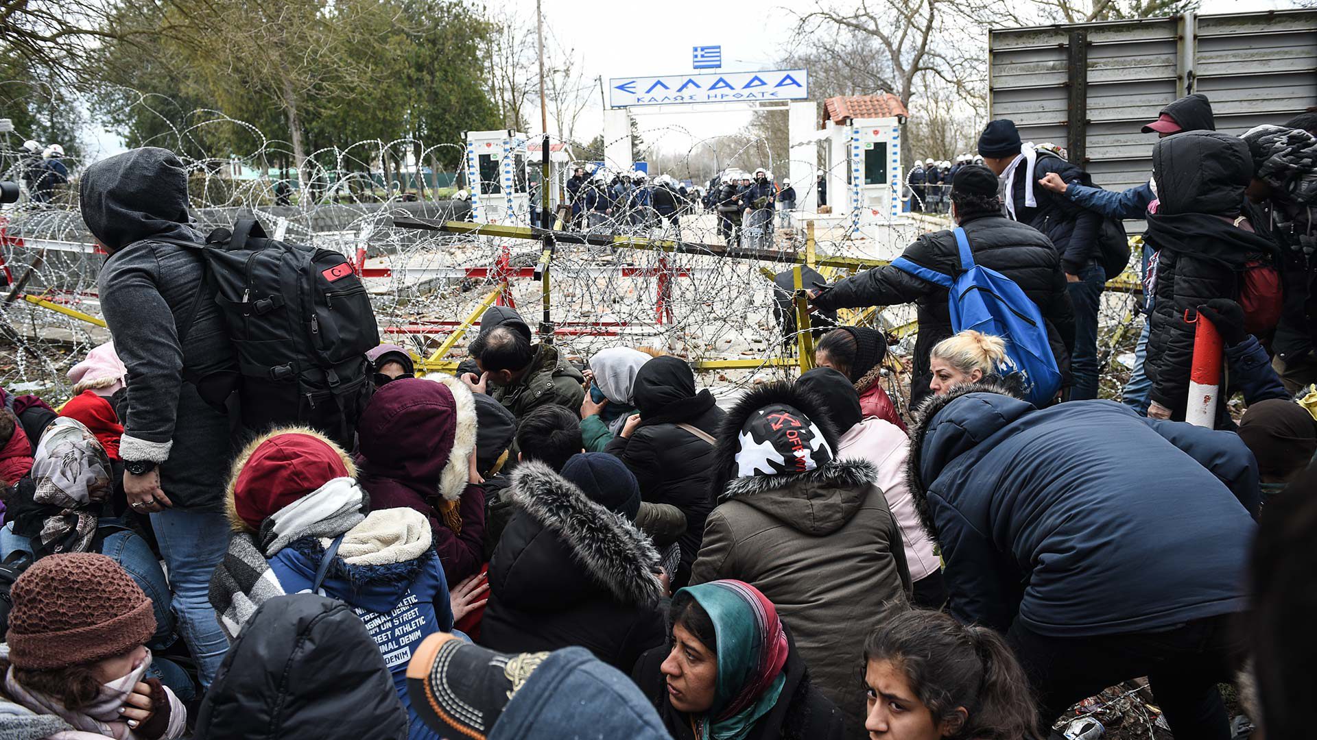 Vluchtelingenconflict aan de grens tussen Turkije en Griekenland